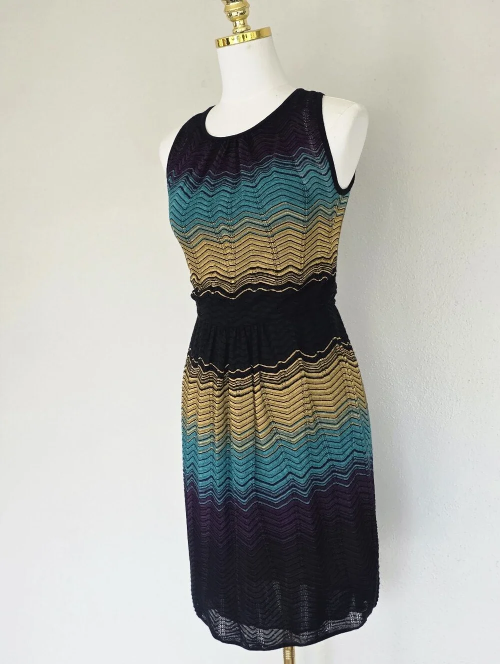 Vtg Missoni M Chevron Zig-Zag Sleeveless Knit Dress Colorblock Size IT 44 - Picture 10 of 12